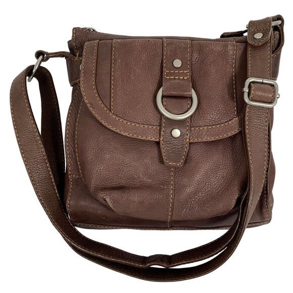 FOSSIL Distressed Brown Pebble Leather Medium Shoulder Crossbody Bag - Picture 1 of 12